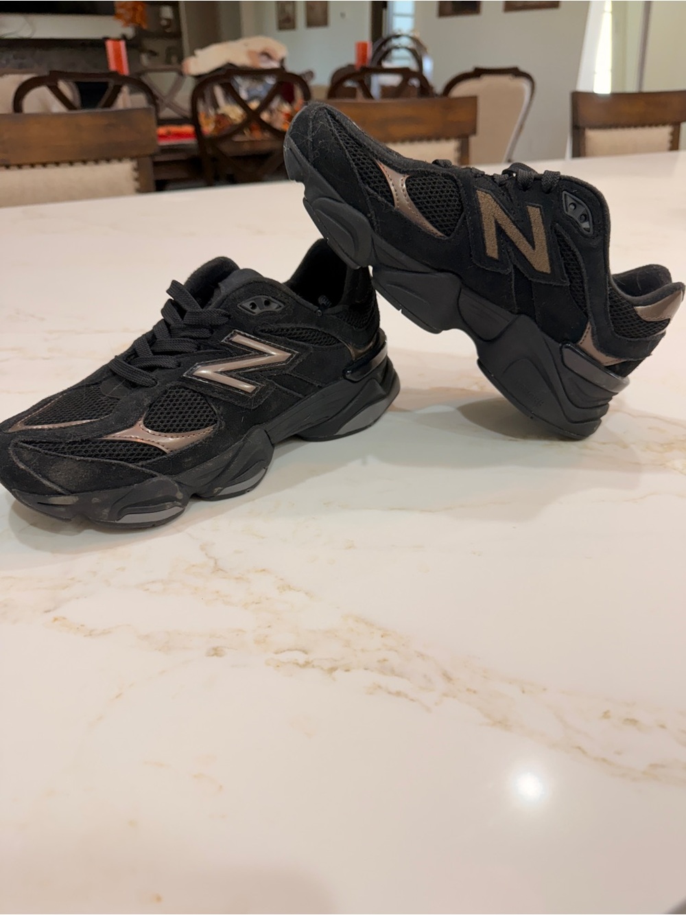 New Balance Kids Black with Bronze Accent Sneakers